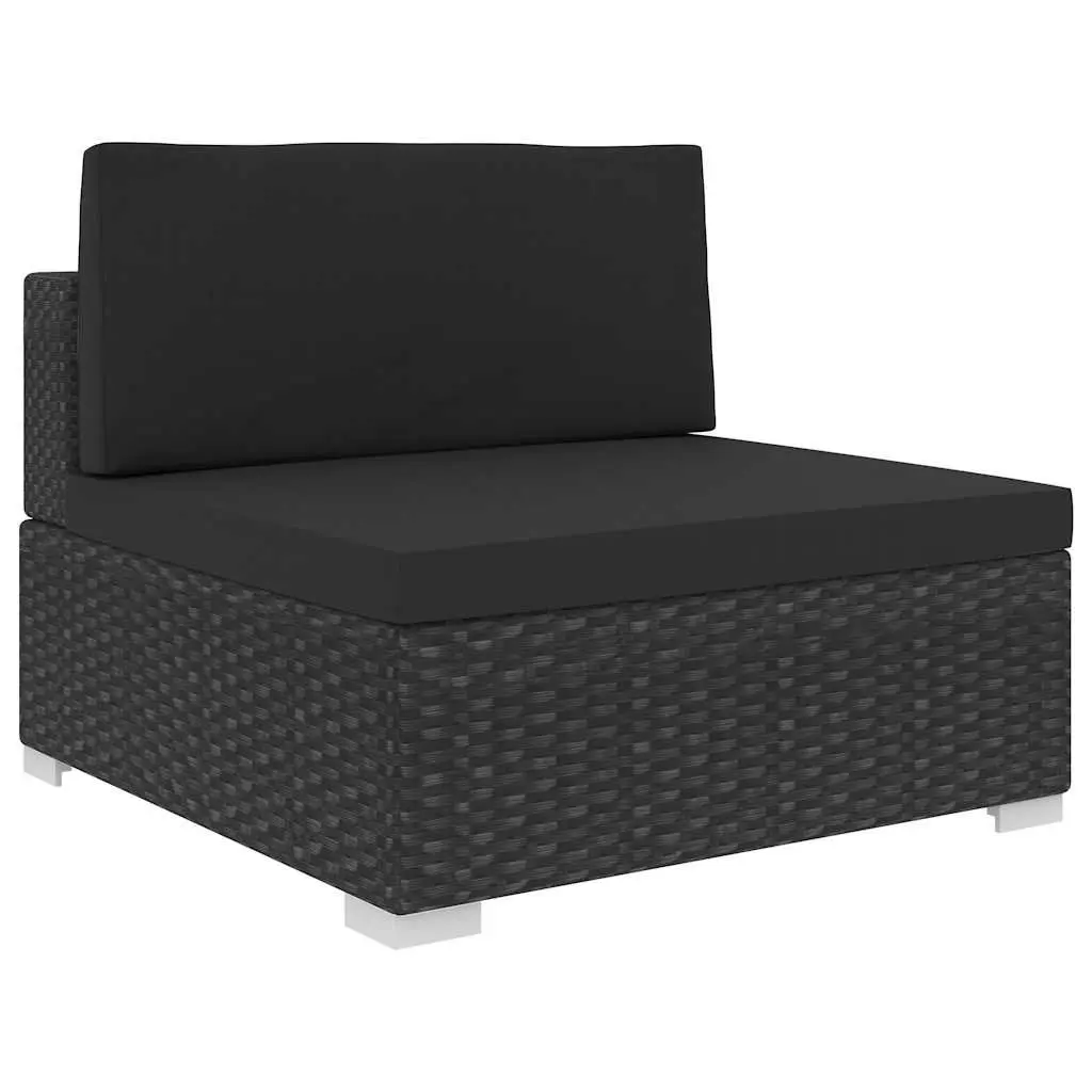 Garden Lounge Set 8 Piece Outdoor Furniture Poly Rattan Sofa with Cushions Black