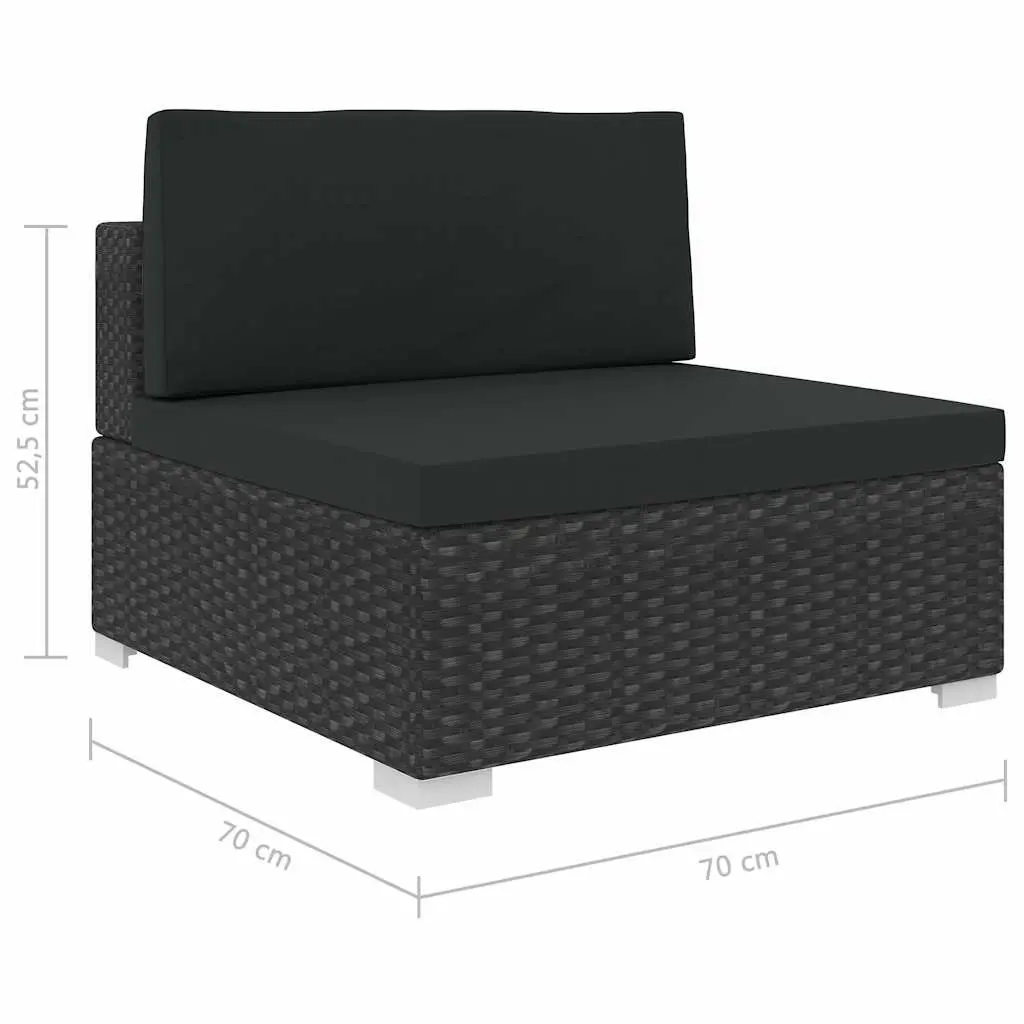Garden Lounge Set 8 Piece Outdoor Furniture Poly Rattan Sofa with Cushions Black