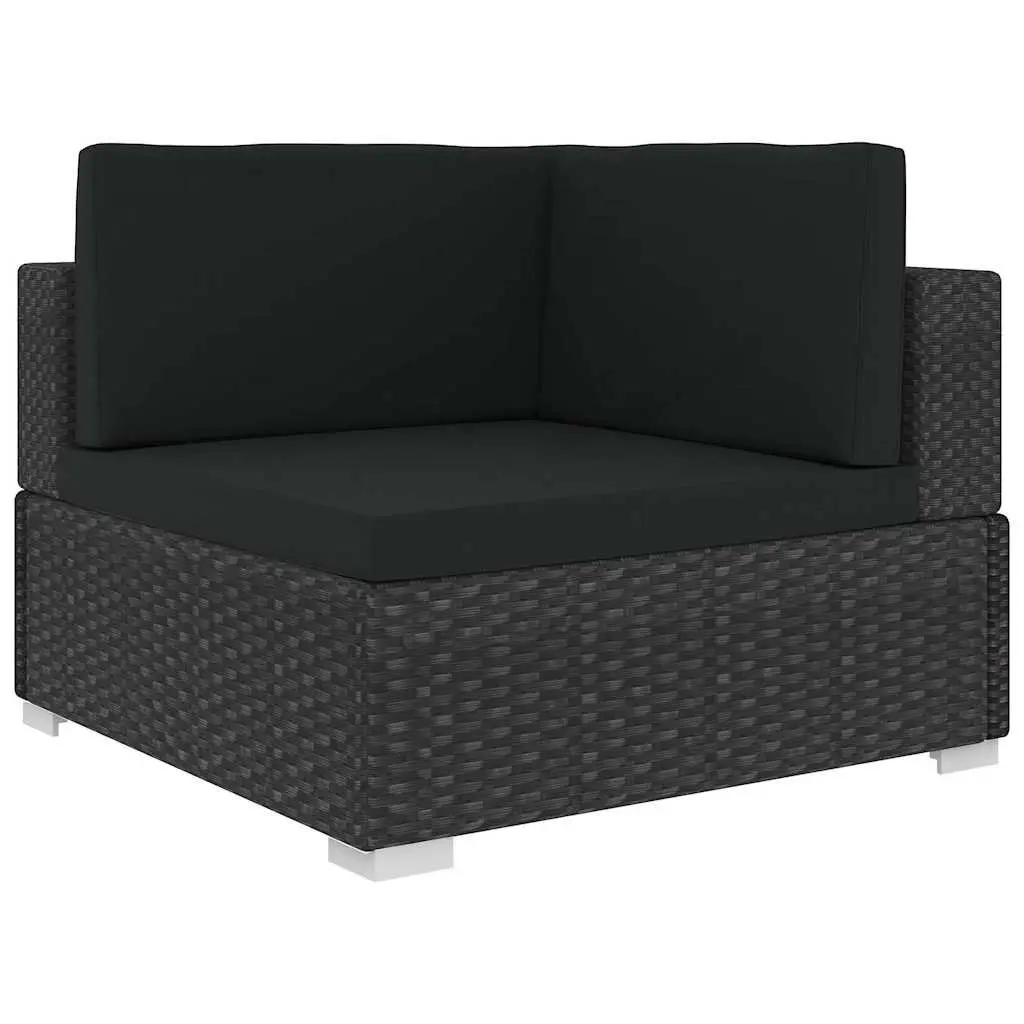 5 Piece Garden Lounge Set Outdoor Patio Sofa with Cushions Poly Rattan Black