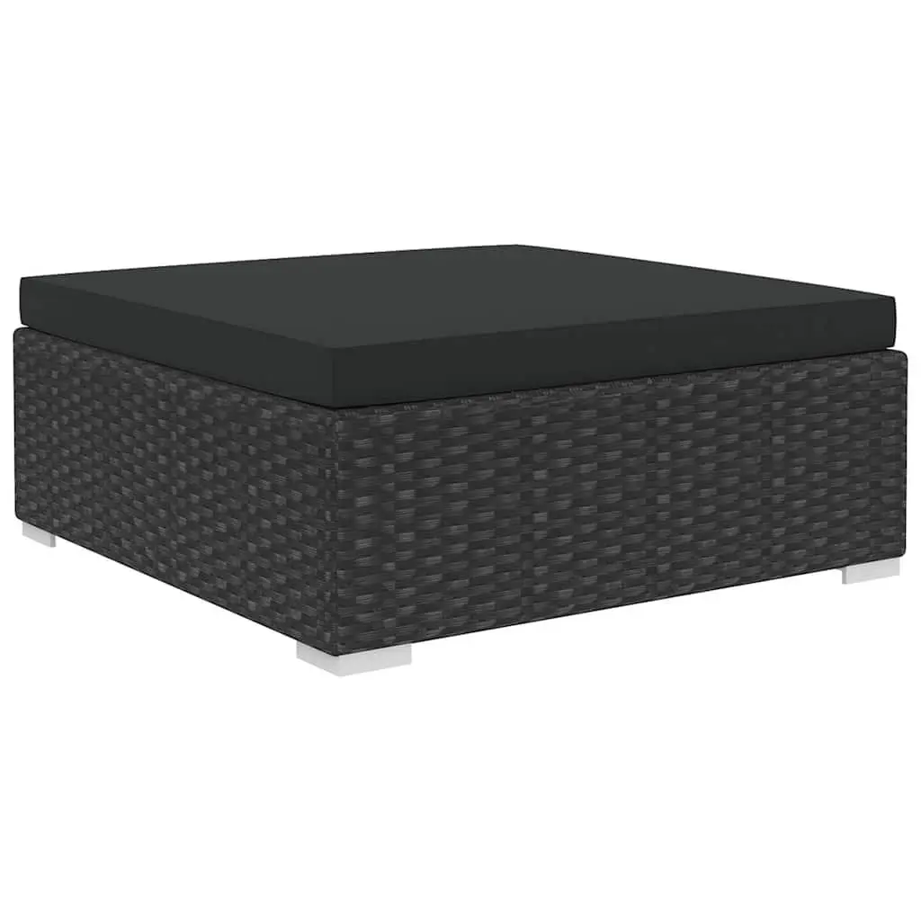5 Piece Garden Lounge Set Outdoor Patio Sofa with Cushions Poly Rattan Black