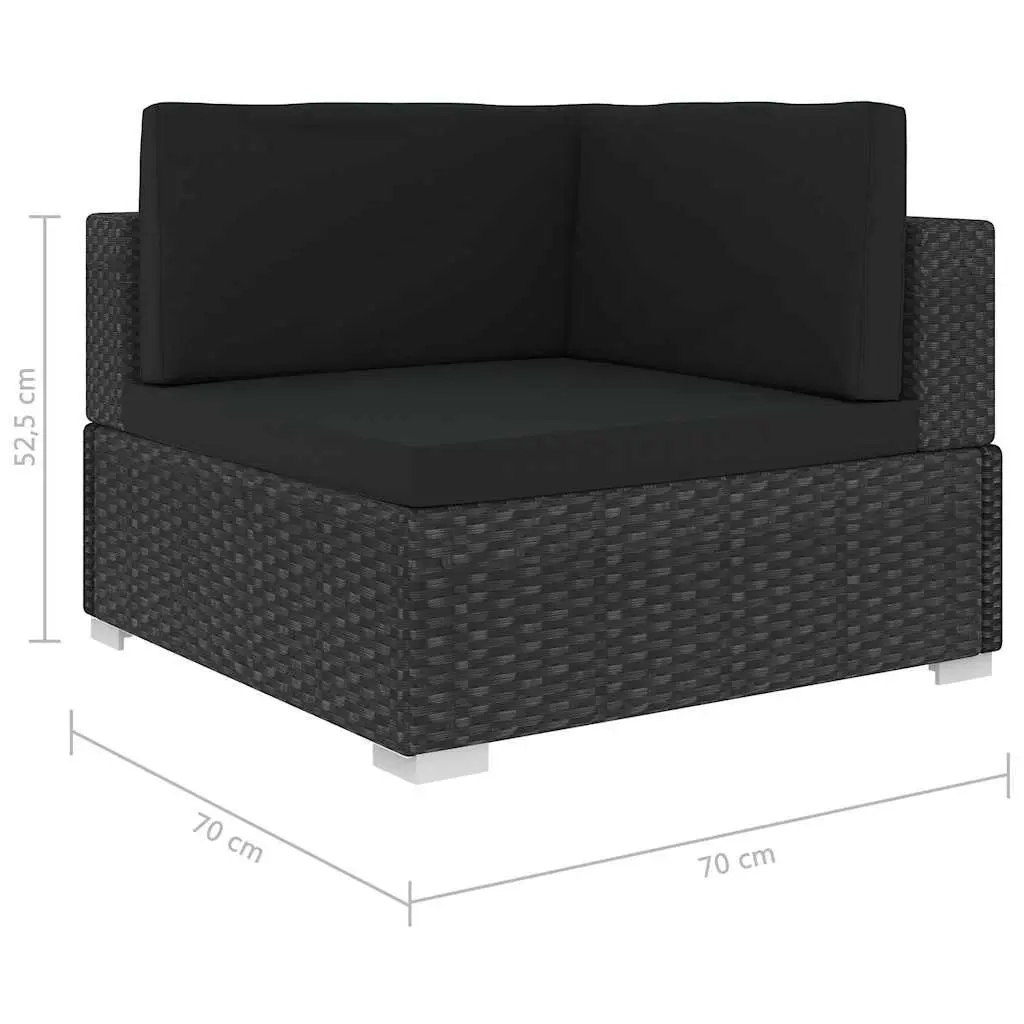 5 Piece Garden Lounge Set Outdoor Patio Sofa with Cushions Poly Rattan Black