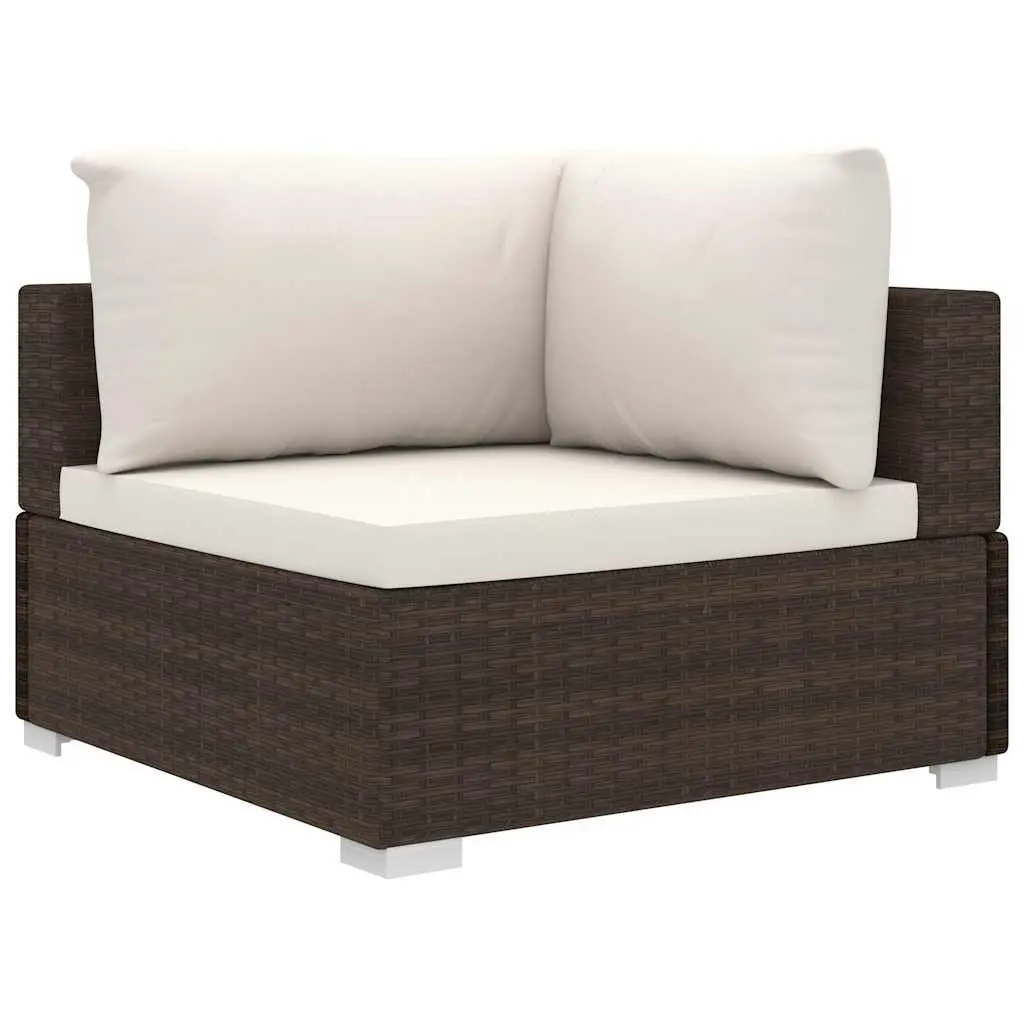 4 Piece Outdoor Garden Lounge Set with Cushions PE Rattan Brown Patio Furniture