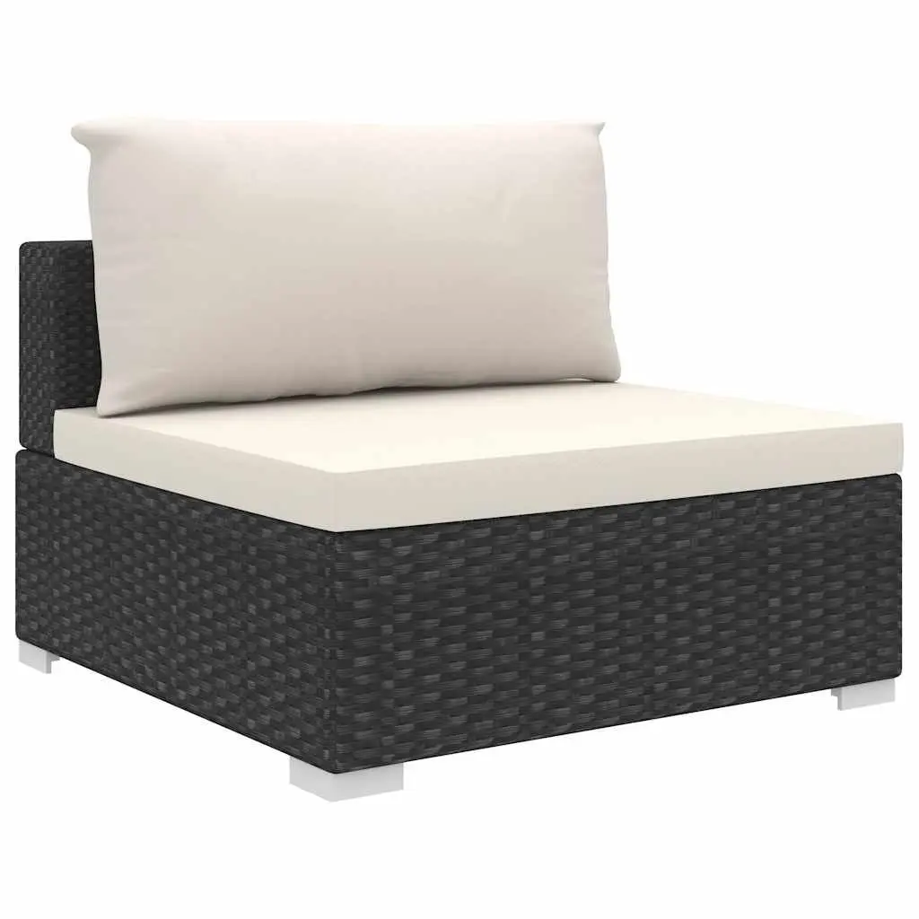 4 Piece Garden Lounge Set Black with Cushions Weather-resistant PE Rattan Outdoor Furniture Patio Sofa