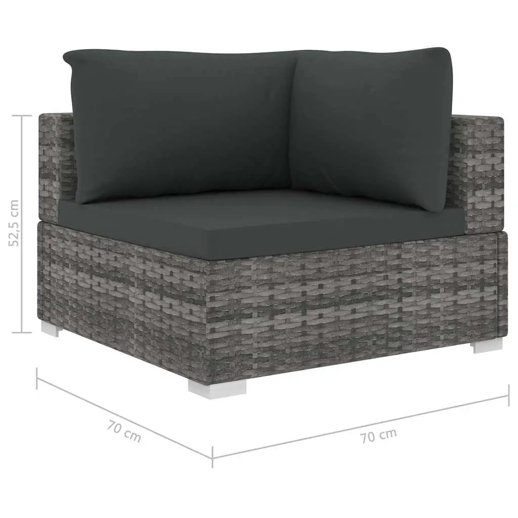 4 Piece Garden Lounge Sofa Set Grey Rattan Weather-resistant Outdoor Furniture with Cushions