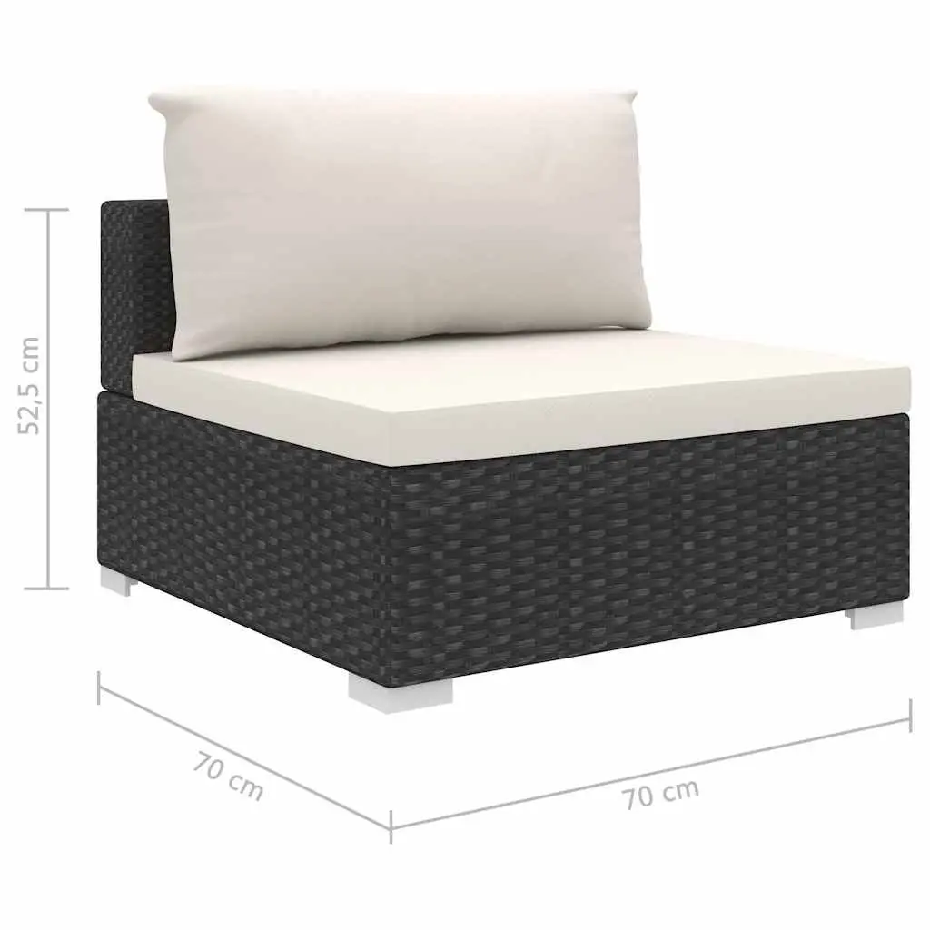 5 Piece Garden Lounge Set Outdoor Patio Sofa with Cushions Poly Rattan Black