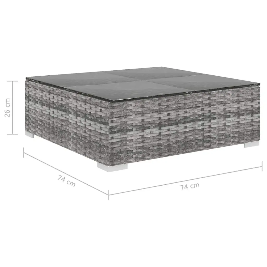 5 Piece Garden Lounge Set Grey Modular Outdoor Rattan Sofa with Cushions