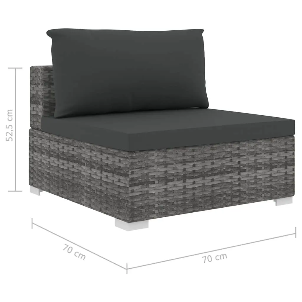 5 Piece Garden Lounge Set Grey Modular Outdoor Rattan Sofa with Cushions