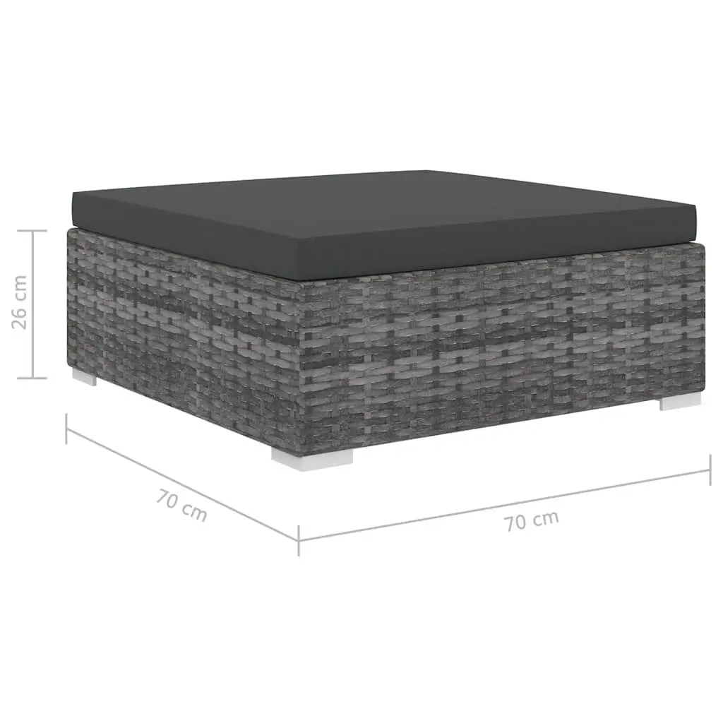 5 Piece Garden Lounge Set Grey Modular Outdoor Rattan Sofa with Cushions