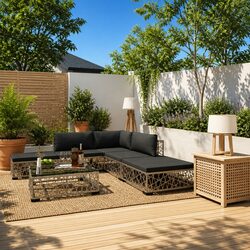 Compact 6 Piece Grey Garden Lounge Set for Comfort