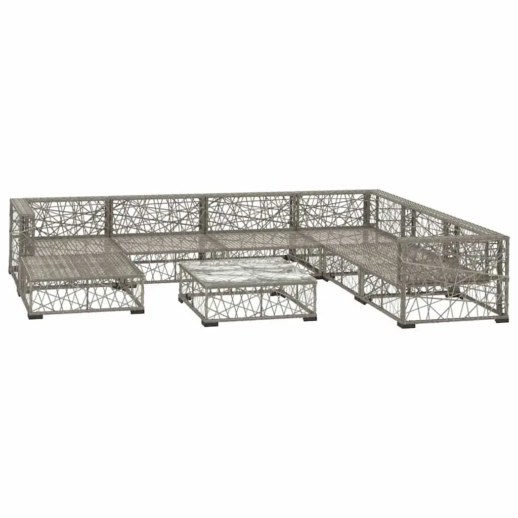 Outdoor Lounge Set Grey 8 Piece Modular Weather-Resistant PE Rattan Patio Furniture