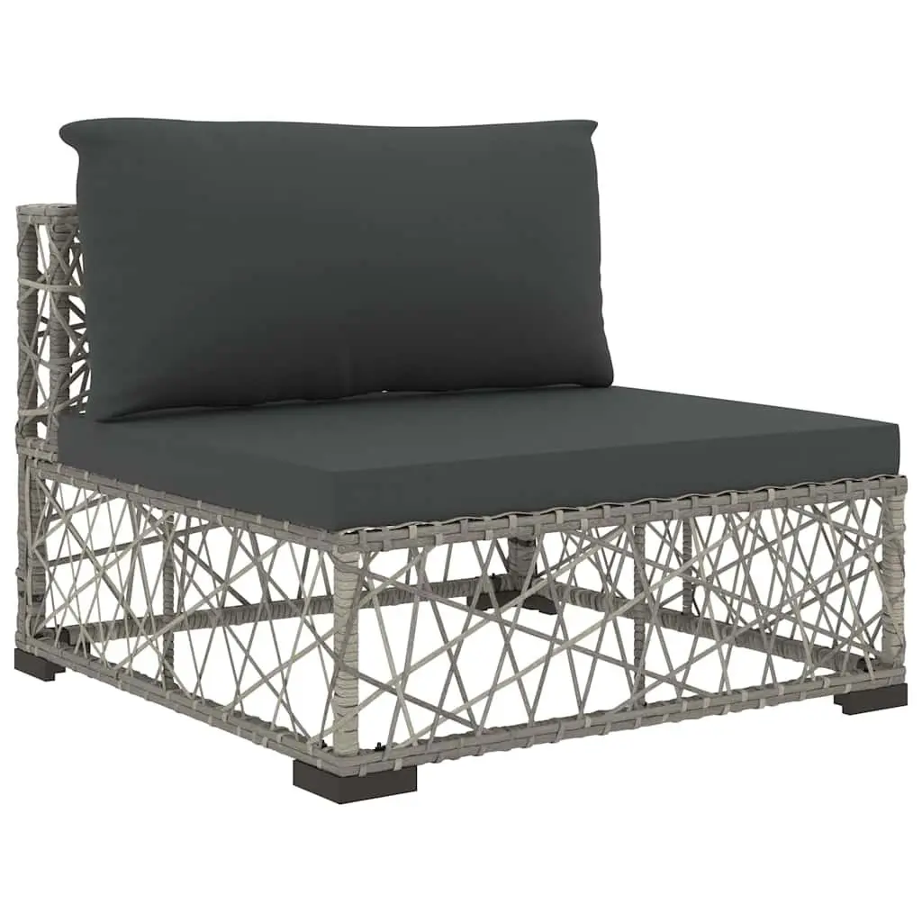 Outdoor Lounge Set Grey 8 Piece Modular Weather-Resistant PE Rattan Patio Furniture