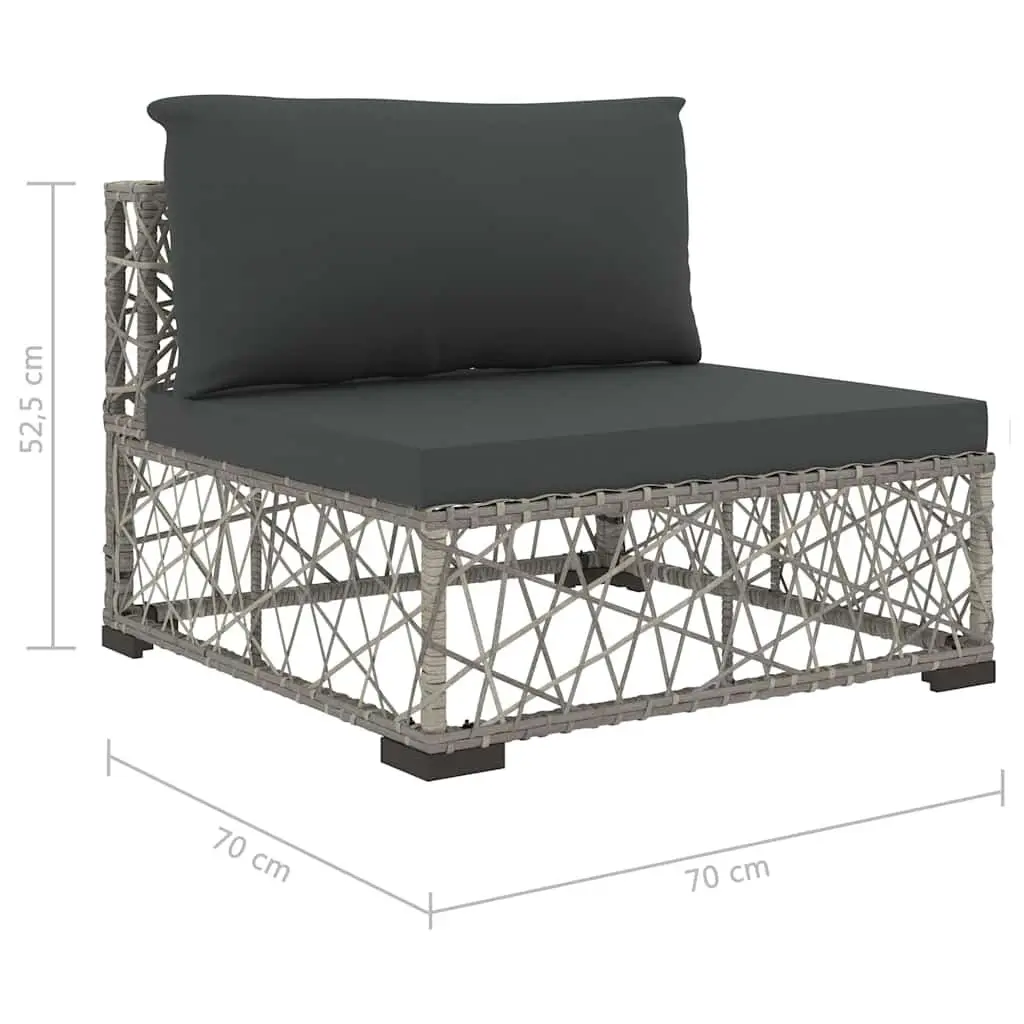 Outdoor Lounge Set Grey 8 Piece Modular Weather-Resistant PE Rattan Patio Furniture