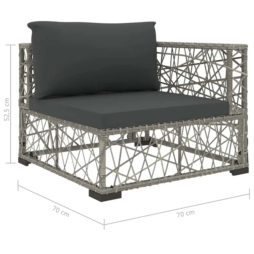 5 Piece Outdoor Garden Lounge Set Grey PE Rattan Sofa Patio Furniture Cushions