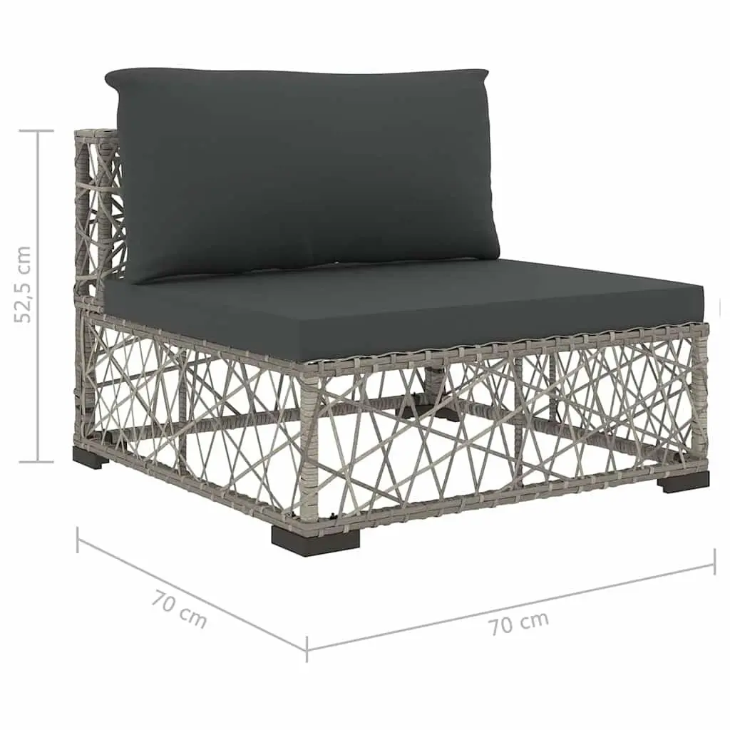 5 Piece Outdoor Garden Lounge Set Grey PE Rattan Sofa Patio Furniture Cushions
