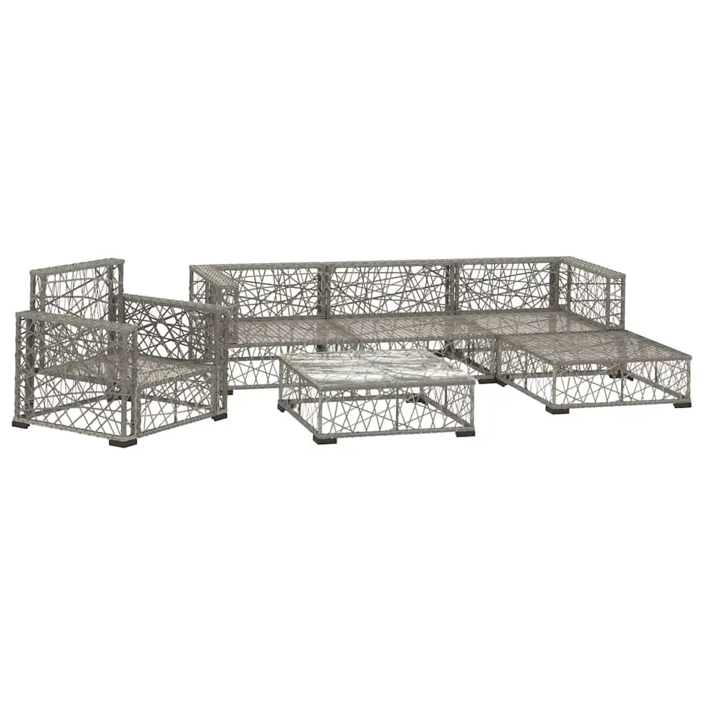 Garden Lounge Set 6 Piece Outdoor Rattan Sofa Patio Furniture with Cushions Grey