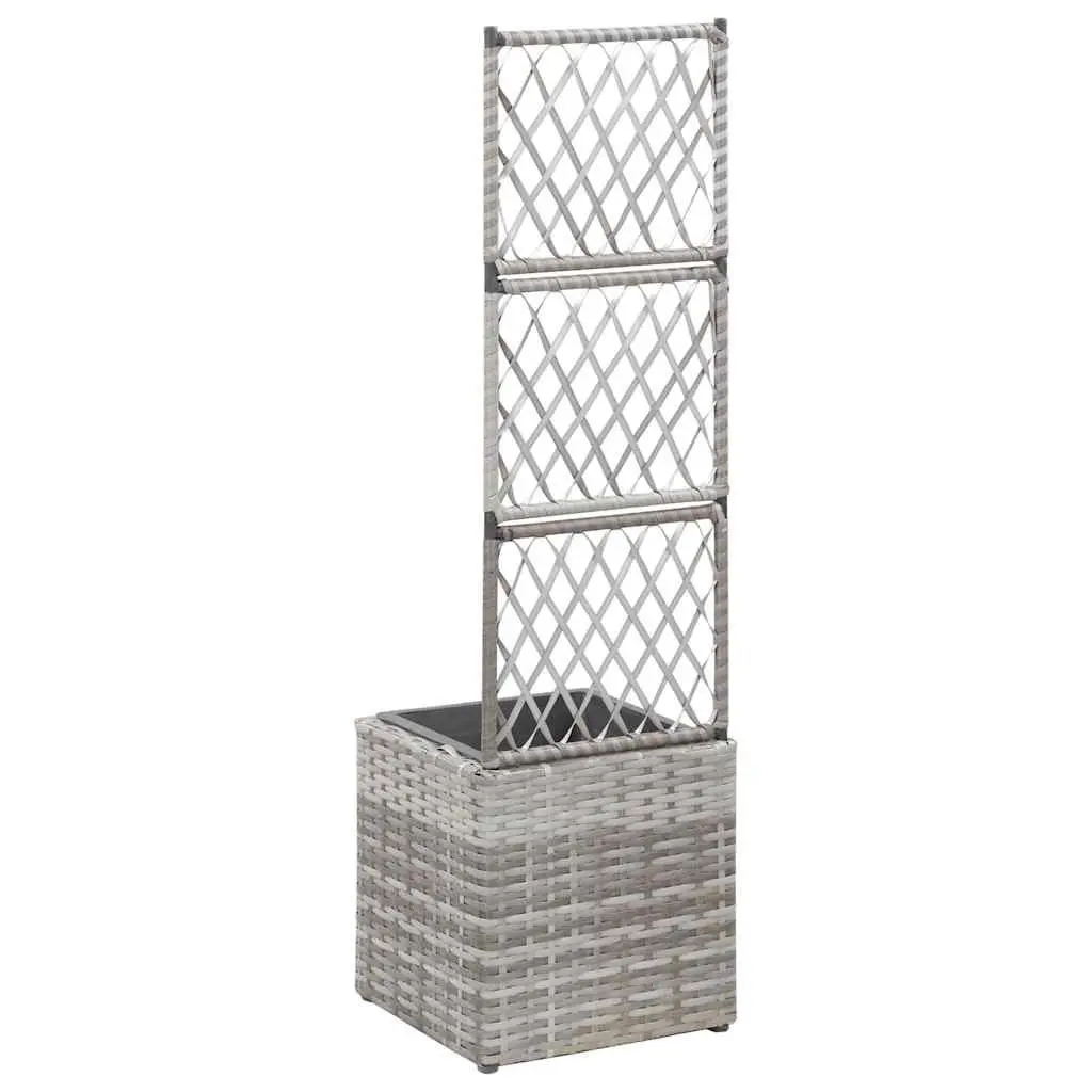 Trellis Raised Garden Bed Grey 30x30x107 cm Planter Box with Removable Pot