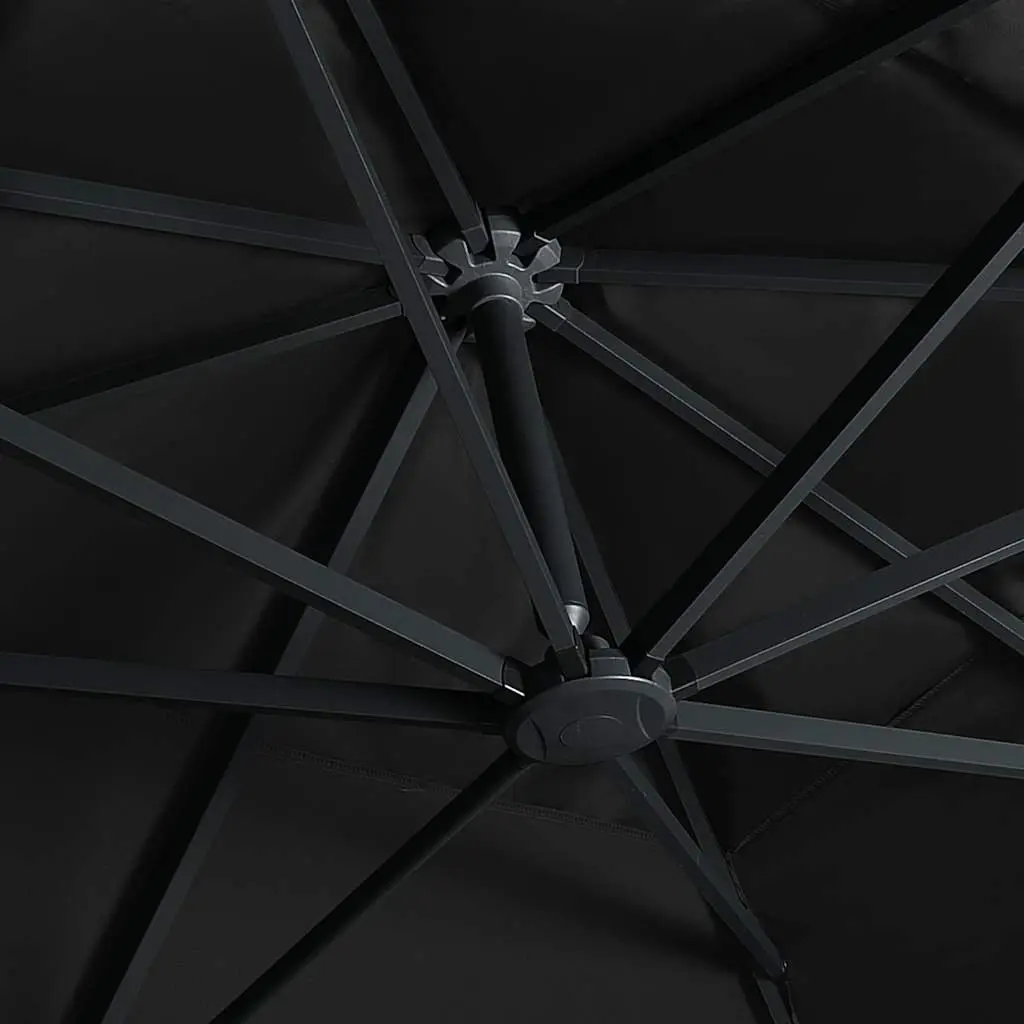 Cantilever Garden Parasol Black 400x300 cm Outdoor Hanging Sunshade with Solar LED Lights