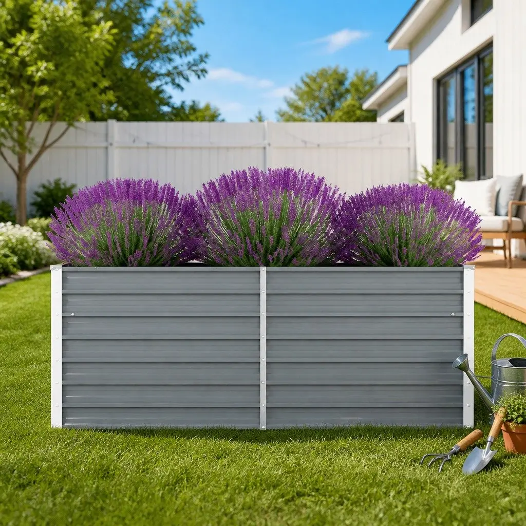 Raised Garden Bed Grey 160x80x45 cm Galvanised Steel Rectangular Planter