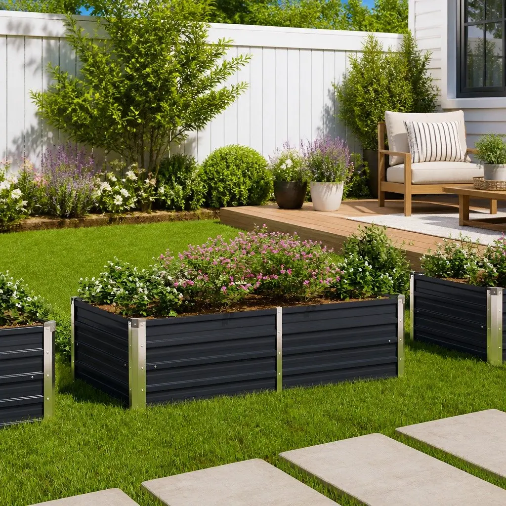 Raised Garden Bed Anthracite 160x80x45 cm Rectangular Planter Steel Construction