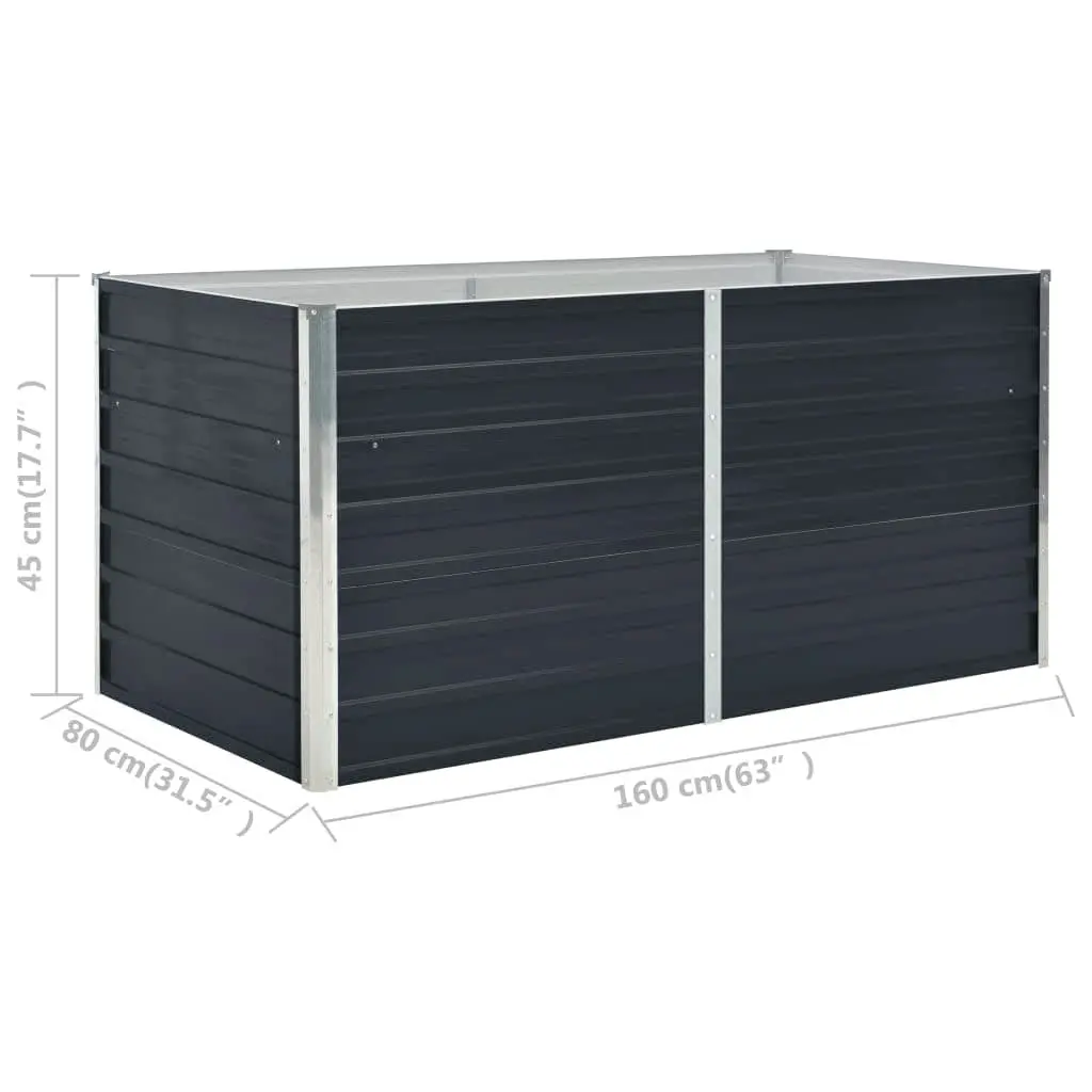 Raised Garden Bed Anthracite 160x80x45 cm Rectangular Planter Steel Construction