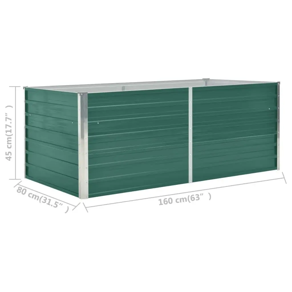 Raised Garden Bed 160x80x45 cm Galvanised Steel Planter Green Rectangular