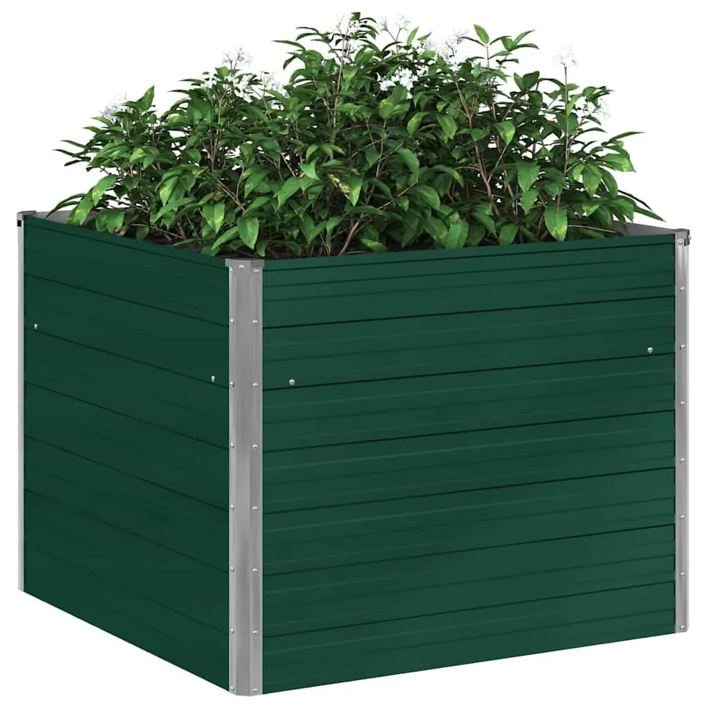Raised Garden Bed 100x100x77 cm Galvanised Steel Planter Green Open Bottom