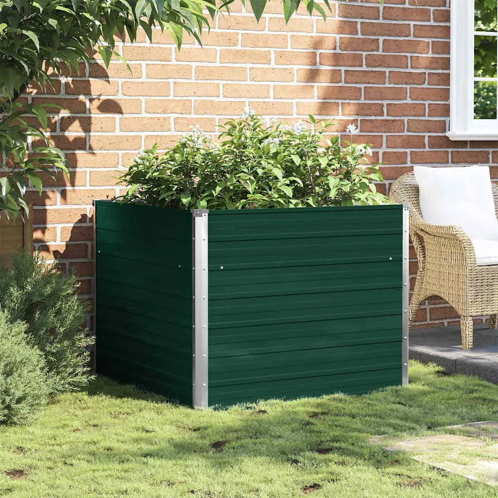 Raised Garden Bed 100x100x77 cm Galvanised Steel Planter Green Open Bottom