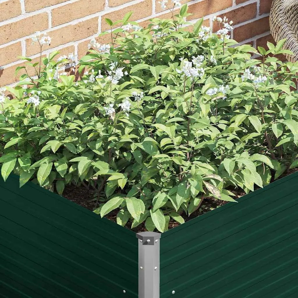 Raised Garden Bed 100x100x77 cm Galvanised Steel Planter Green Open Bottom