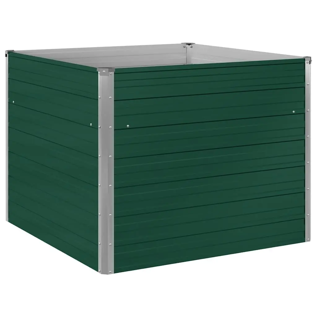 Raised Garden Bed 100x100x77 cm Galvanised Steel Planter Green Open Bottom