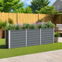 Galvanised Steel Raised Garden Bed 240x40x77cm