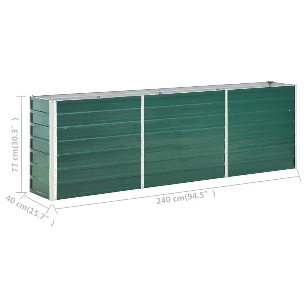 Garden Raised Bed Planter Box Green 240 x 40 x 77 cm Weather Resistant Heavy-Duty Galvanised Steel Frame
