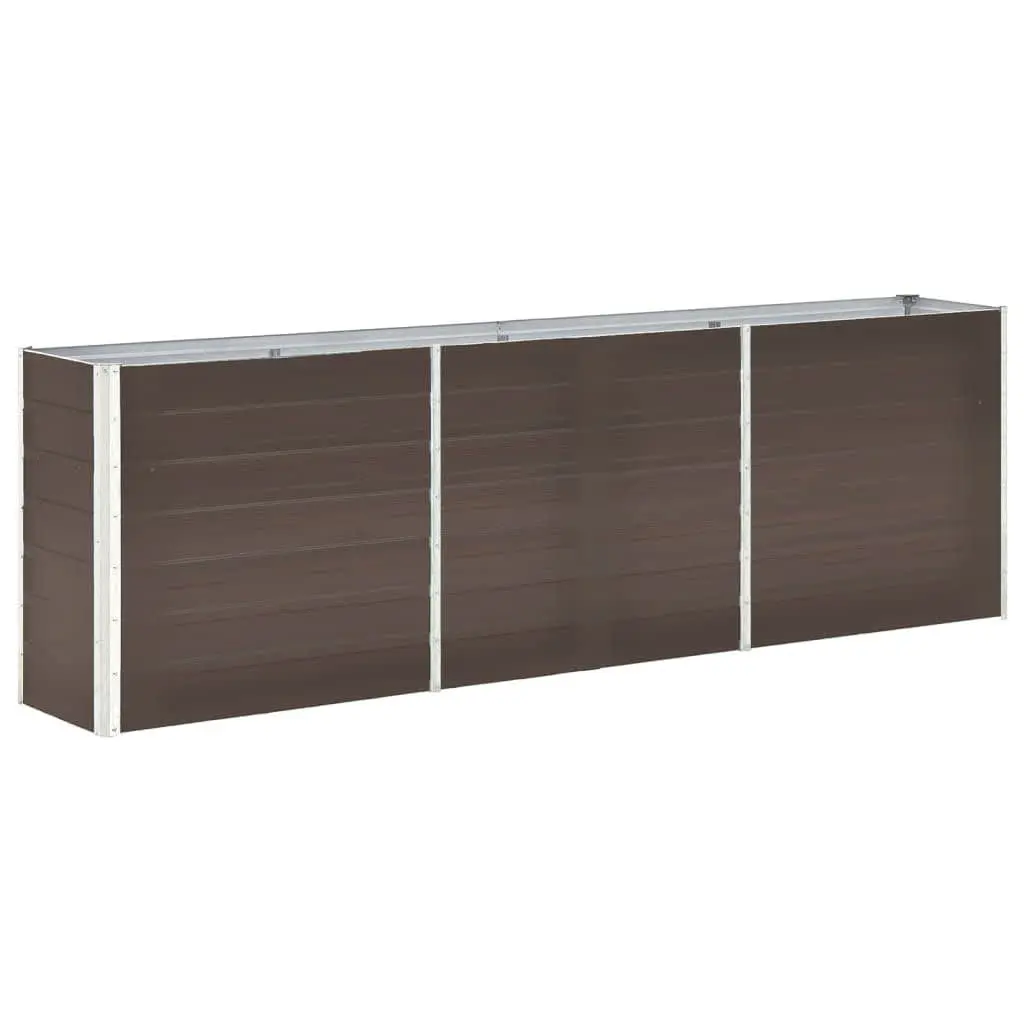 Raised Garden Bed Planter Box Brown 240 x 40 x 77 cm Heavy-duty Galvanised Steel Weather Resistant for Outdoor Use
