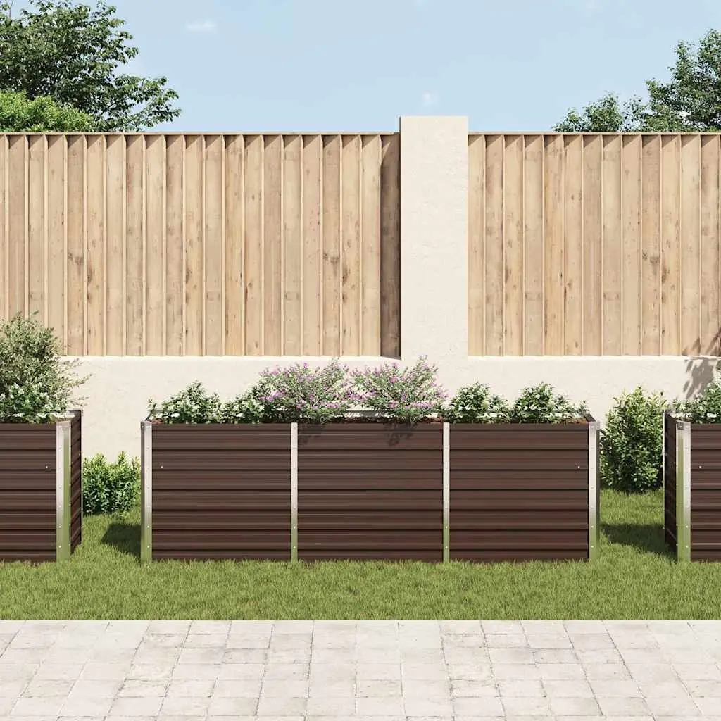 Raised Garden Bed Planter Box Brown 240 x 40 x 77 cm Heavy-duty Galvanised Steel Weather Resistant for Outdoor Use