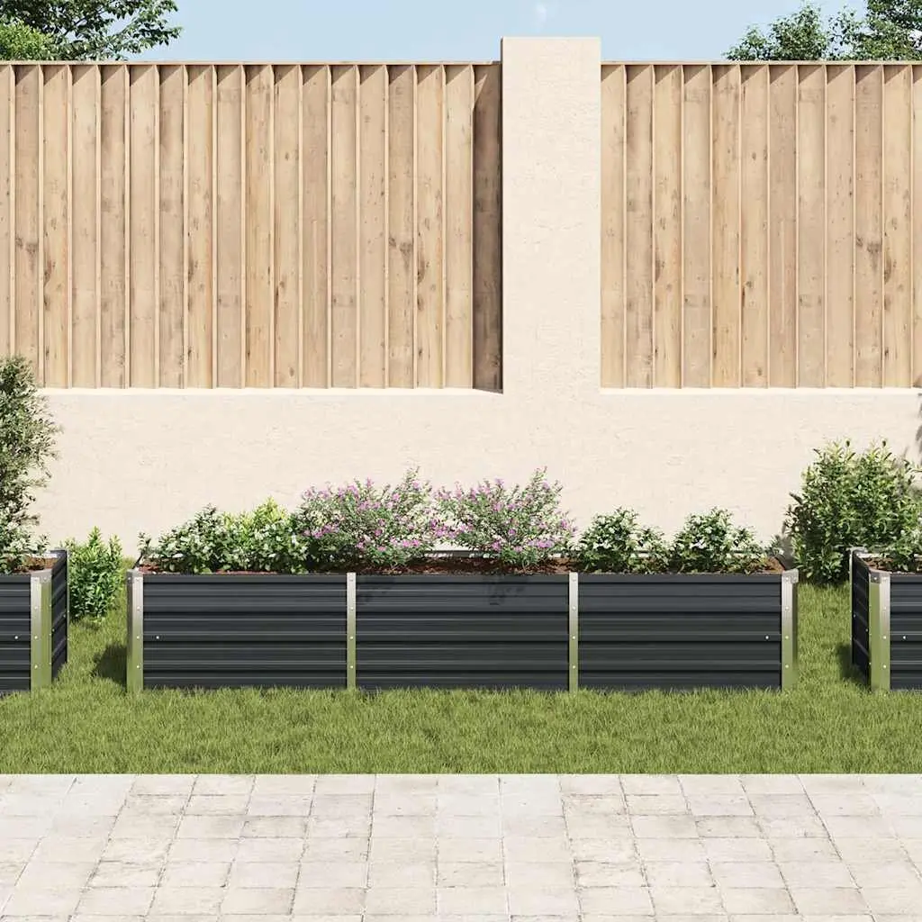 Raised Garden Bed Anthracite 240x40x45cm Galvanised Steel Heavy-Duty Outdoor Planter Box