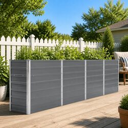 Raised Garden Bed 320x40x77 cm Galvanised Steel Grey Rectangular Planter