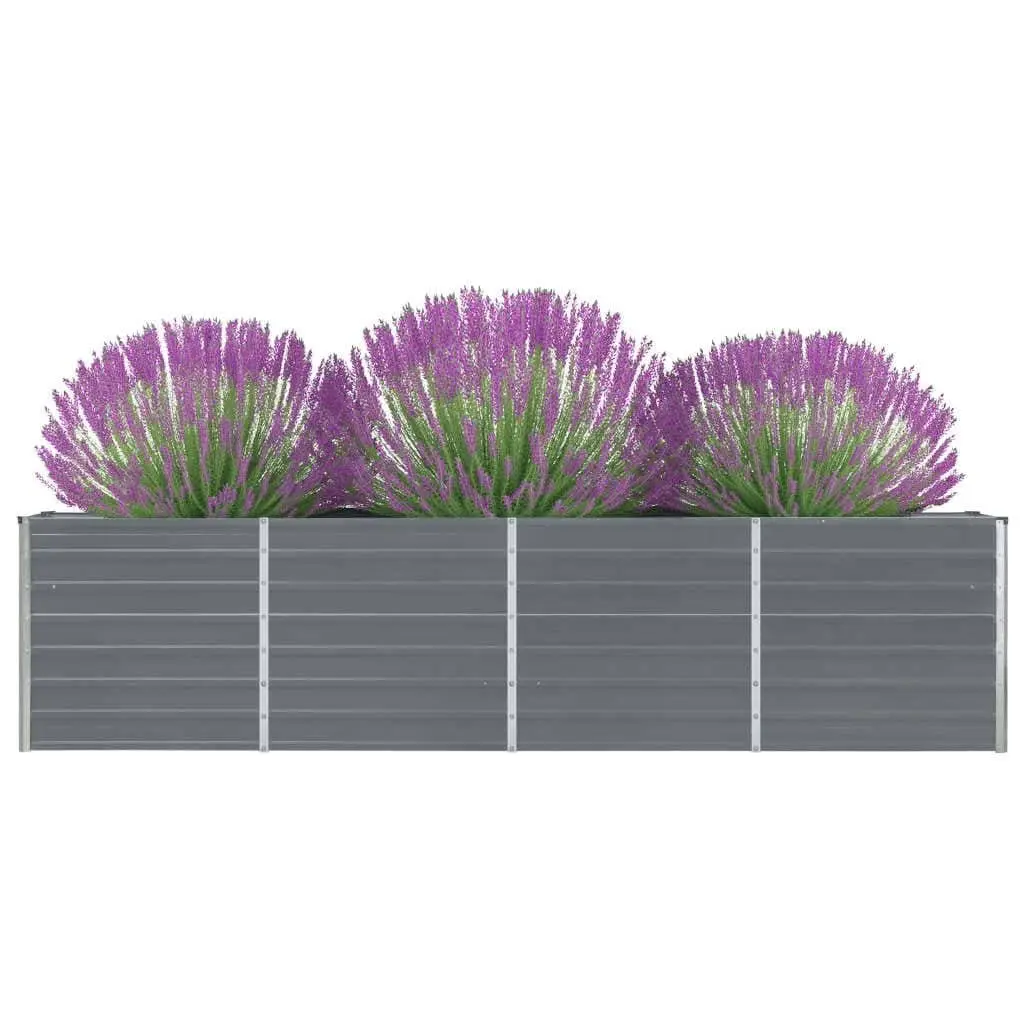 Raised Garden Bed Grey 320x40x77 cm Galvanised Steel Rectangular Planter