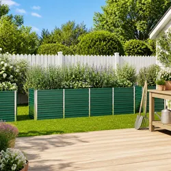 Raised Garden Bed 320x40x77cm Galvanised Steel Planter Box Green Outdoor Balcony