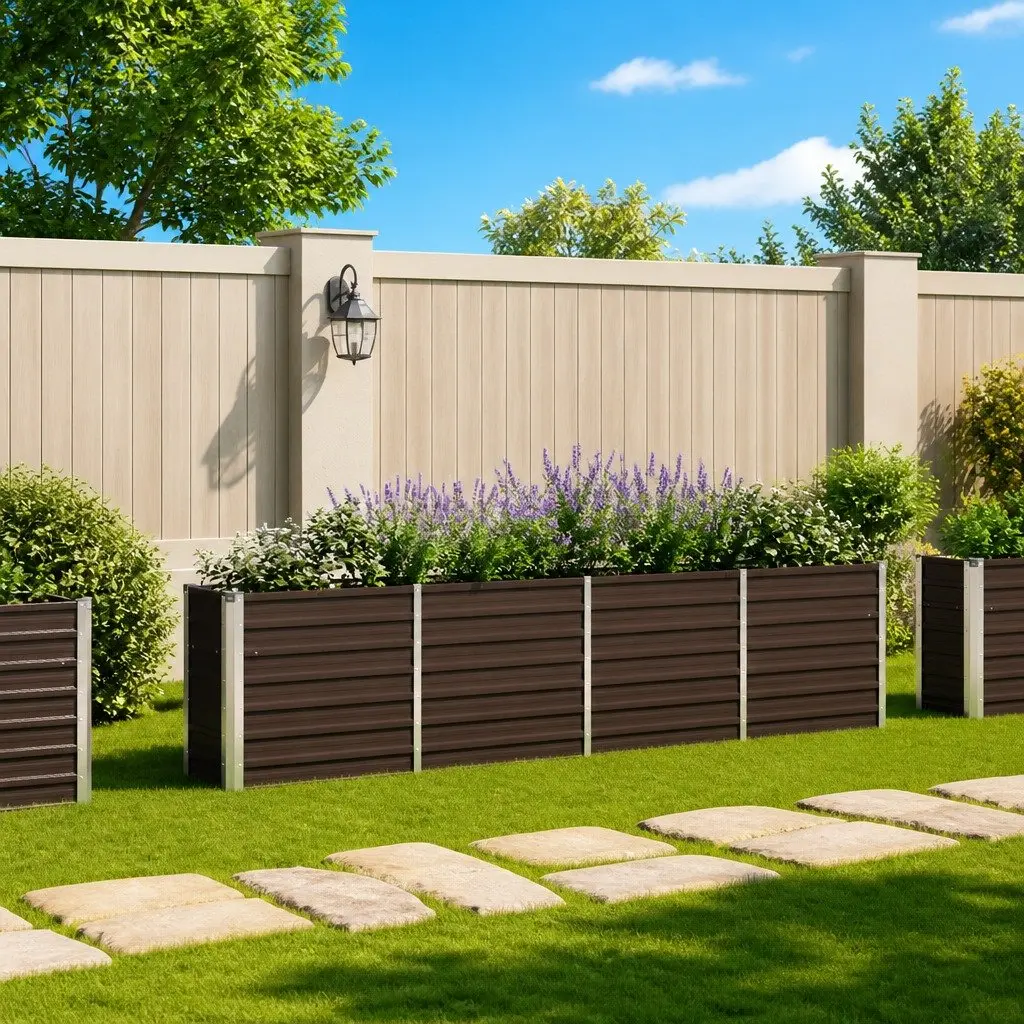 Raised Garden Bed Brown 320x40x77 cm Galvanised Steel Sturdy Construction