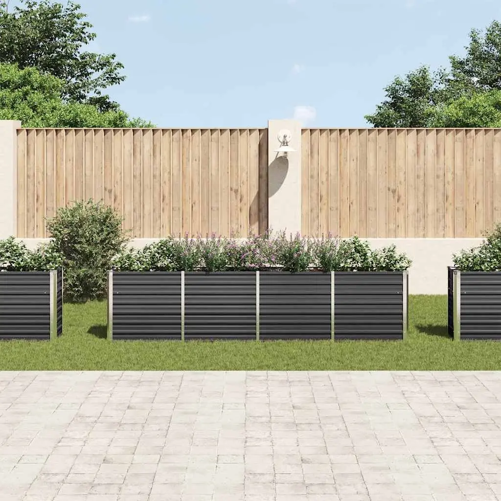 Raised Garden Bed Anthracite 320x40x77 cm Galvanised Steel Planter Box