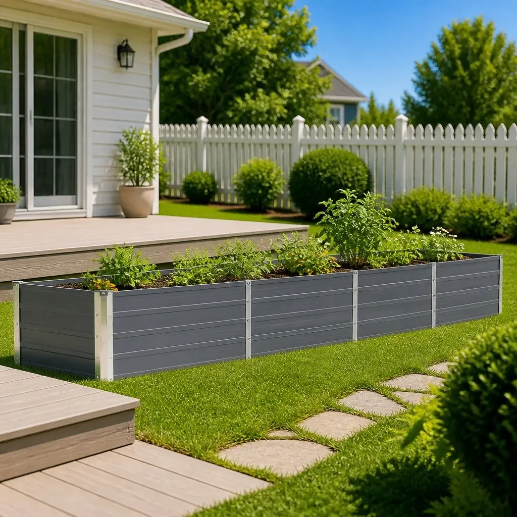 Raised Garden Bed Grey 320x40x45cm Metal Planter Heavy-duty Galvanised Steel Weather Resistant