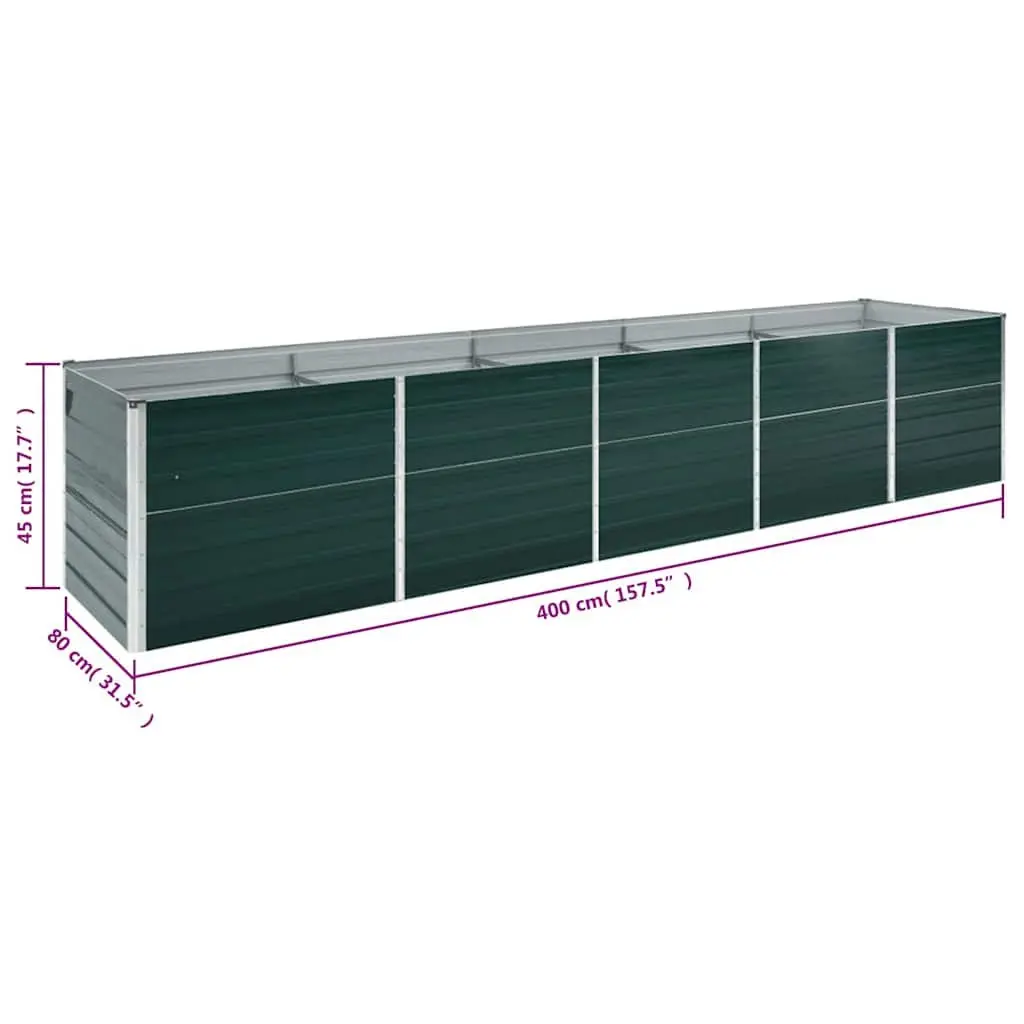 Raised Garden Bed Green Galvanised Steel 400 x 80 x 45 cm Heavy-duty Outdoor Planter Box for Flowers Vegetables Herbs