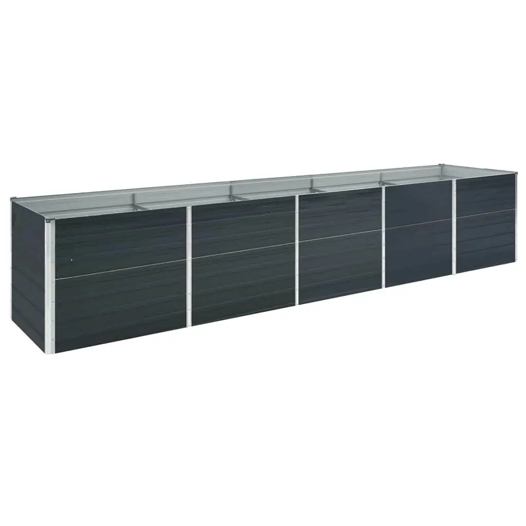Raised Garden Bed Galvanised Steel Anthracite 400x80x45 cm Heavy-duty Weather Resistant Planter Box Outdoor
