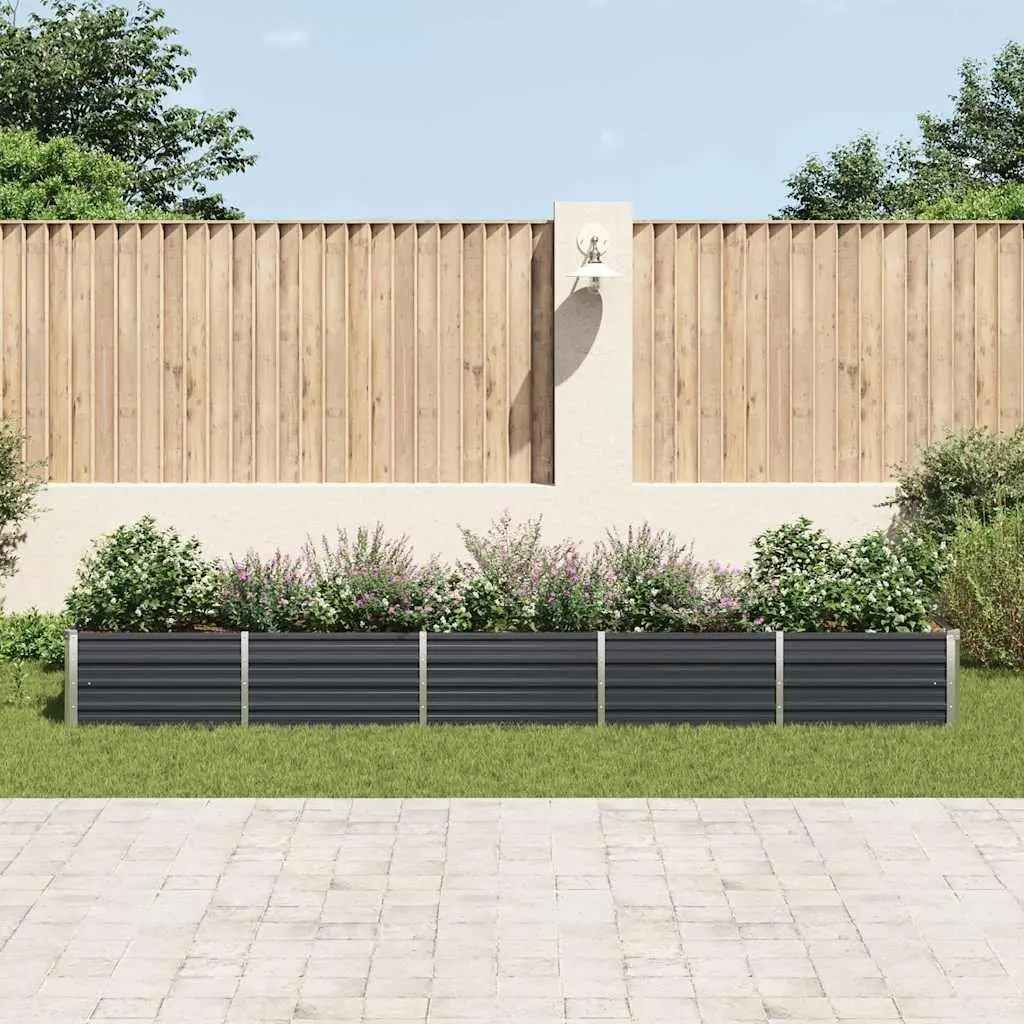 Raised Garden Bed Galvanised Steel Anthracite 400x80x45 cm Heavy-duty Weather Resistant Planter Box Outdoor