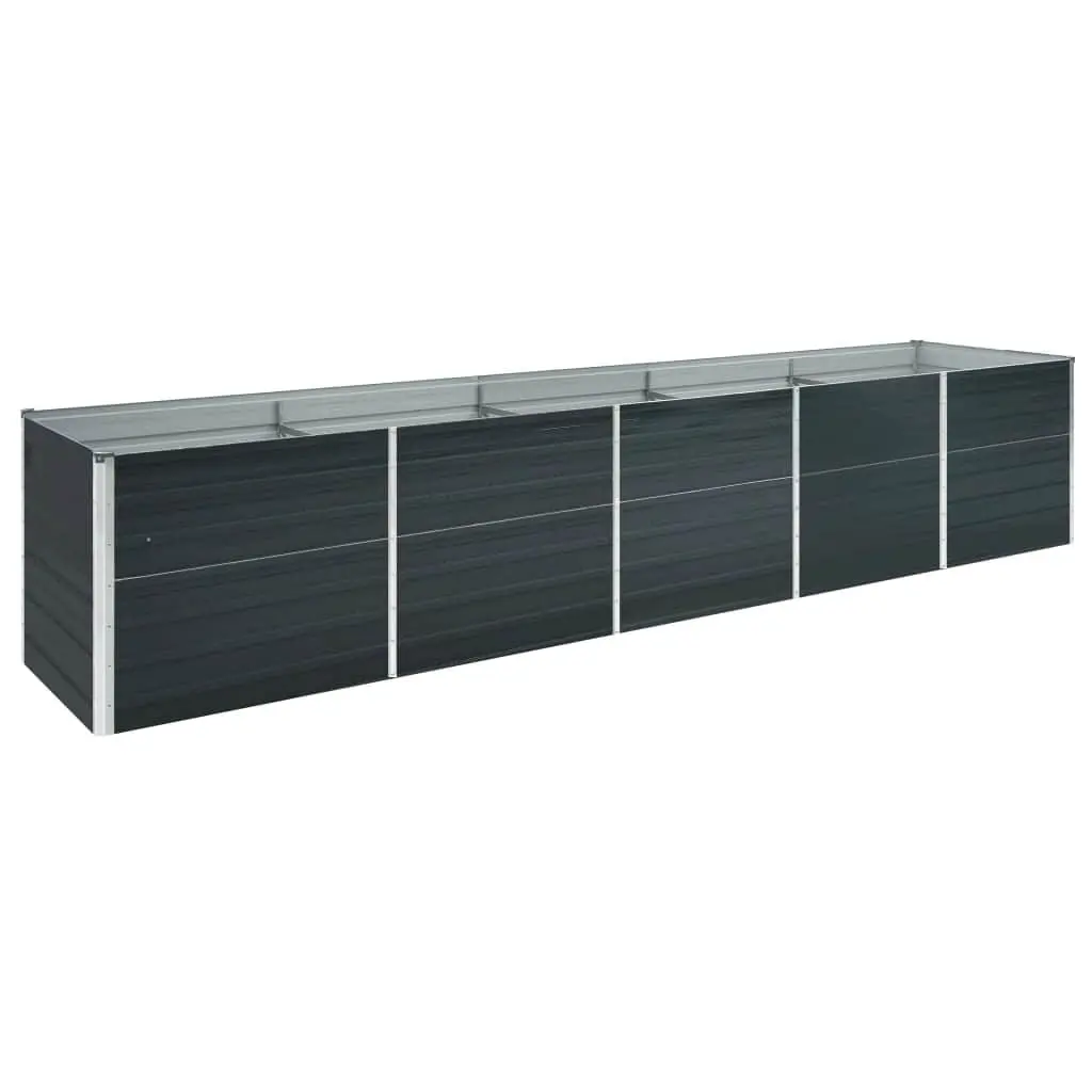 Raised Garden Bed Anthracite 400 x 80 x 77 cm Galvanised Steel Planter Box Outdoor Use