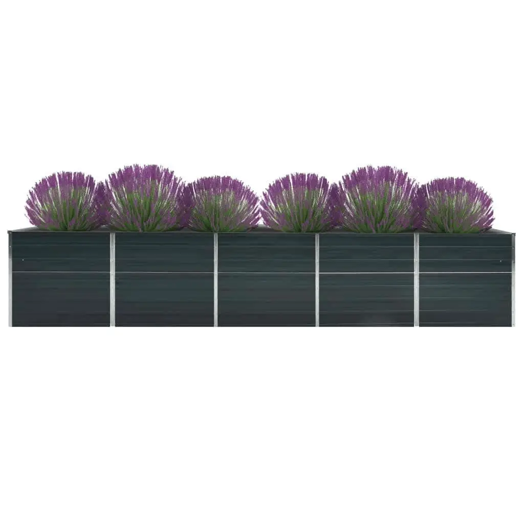 Raised Garden Bed Anthracite 400 x 80 x 77 cm Galvanised Steel Planter Box Outdoor Use