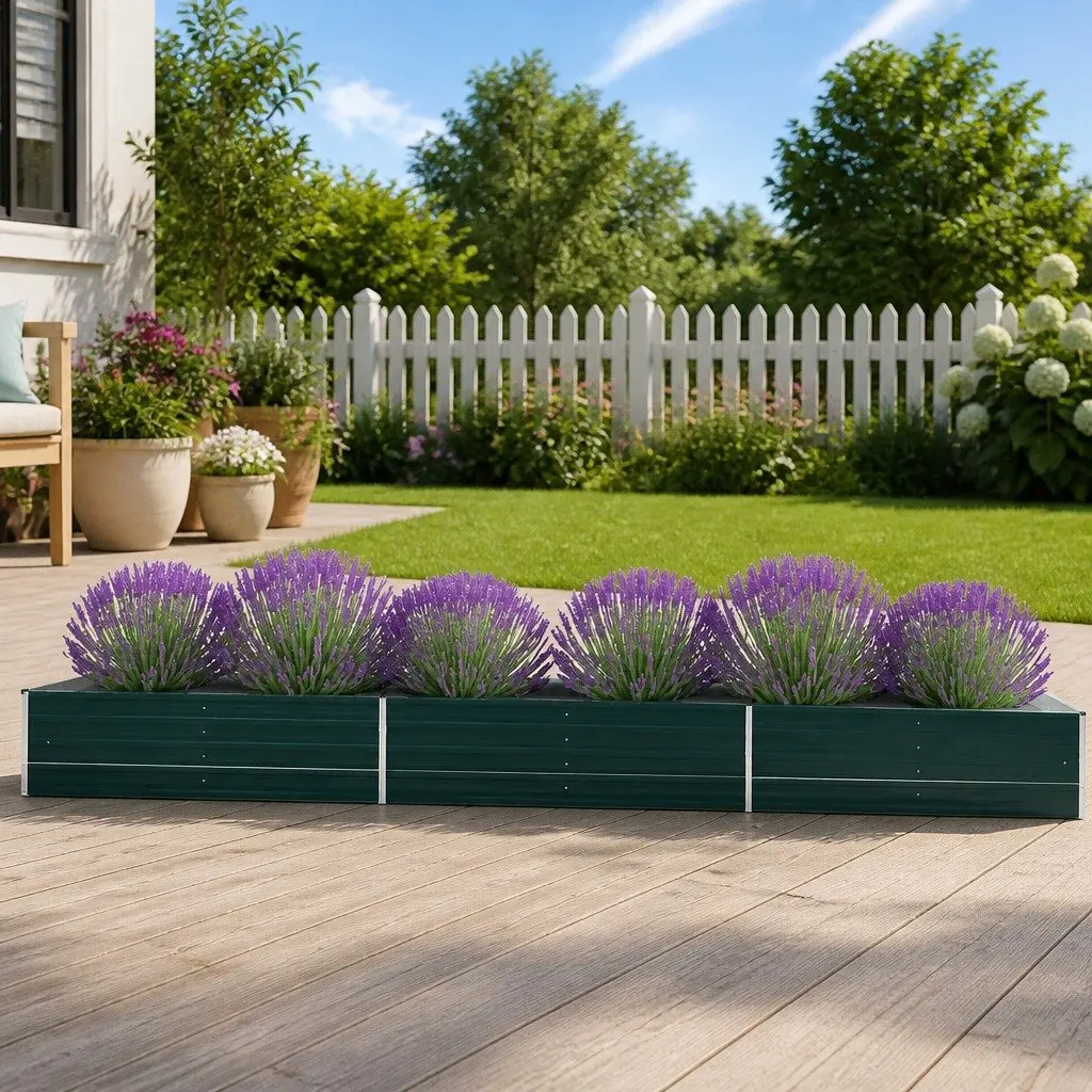 Raised Garden Bed Planter Box Green Galvanised Steel Heavy-duty Weather Resistant Outdoor Gardening