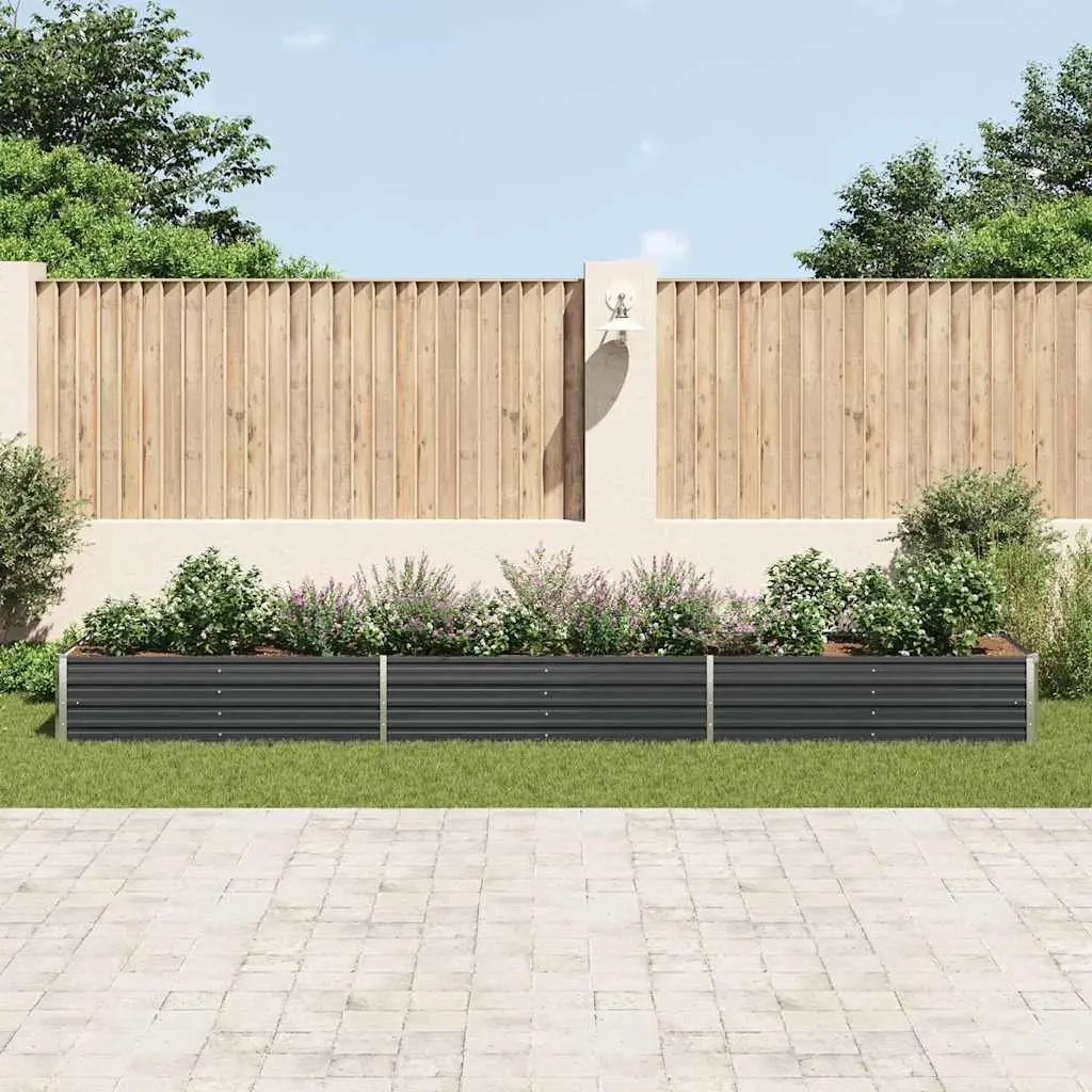 Raised Garden Bed Planter Box Galvanised Steel Anthracite 480x80x45cm Heavy-duty Weather Resistant