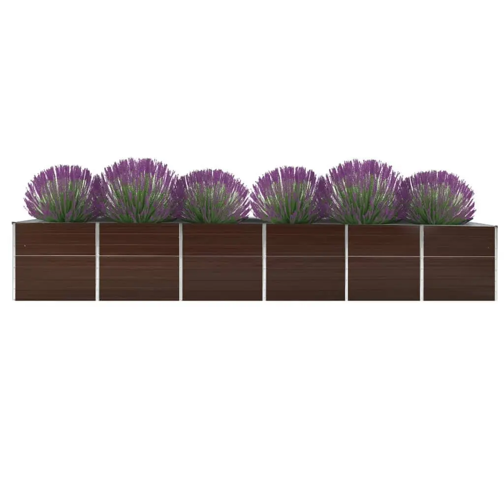 Raised Garden Bed Planter Box Brown 480 x 80 x 77 cm Heavy-duty Galvanised Steel Weather Resistant Outdoor Use