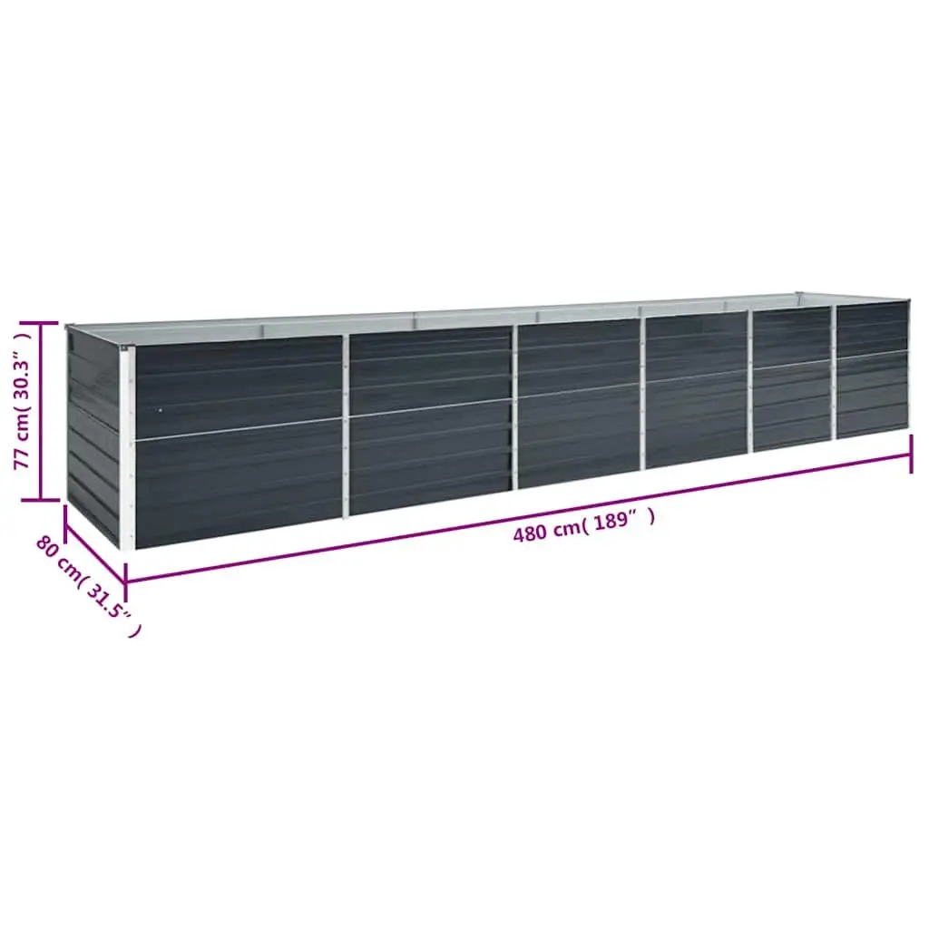 Raised Garden Bed Anthracite 480 x 80 x 77 cm Weather Resistant Outdoor Planter Box for Vegetables Flowers Herbs