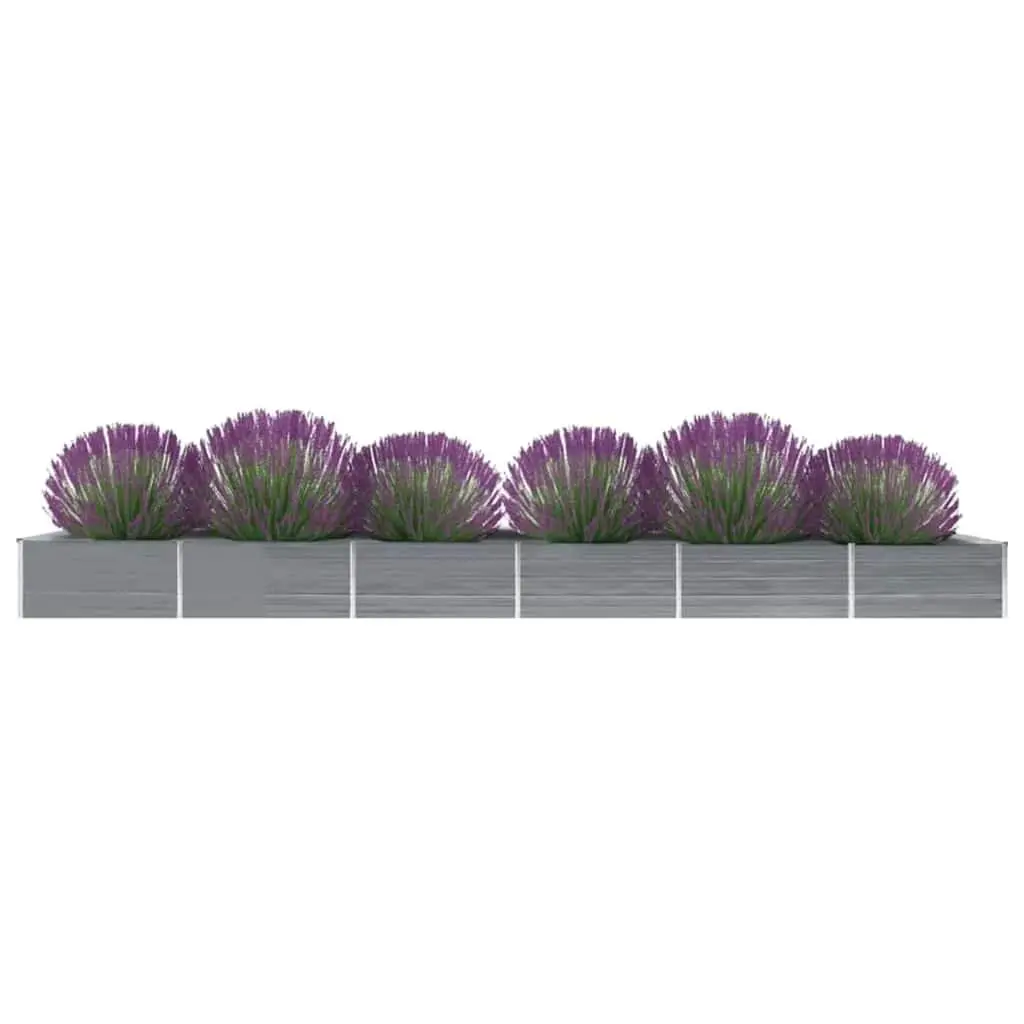 Galvanised Steel Garden Raised Bed Grey 600 x 80 x 45 cm Weather Resistant Heavy Duty Planter Box